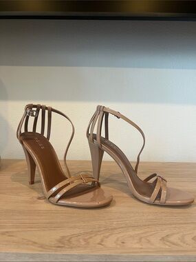 Reiss Nude Patent Strappy High Heel Sandals - NWOT